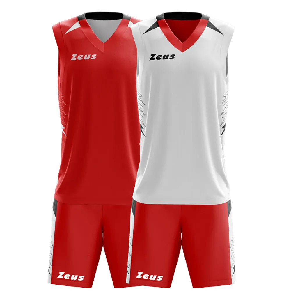 Set echipament baschet Zeus Jam, Rosu / Alb - imagine 1