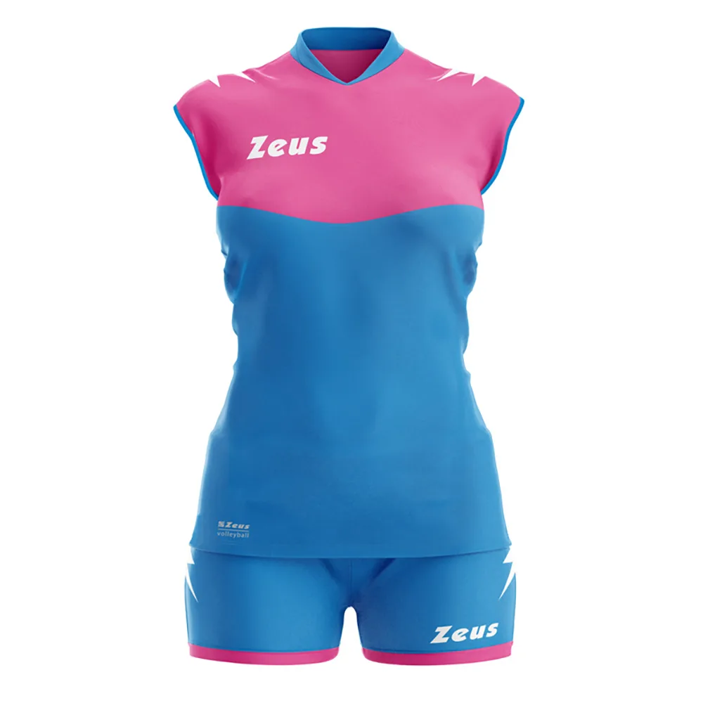 Set echipament volei dama Zeus Sara, Light Royal / Roz Fluo - imagine 1