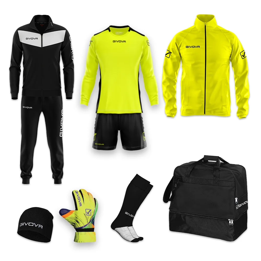 SET-7-PIESE-PORTAR-VISA-GALBEN-FLUO-NEGRU SET ECHIPAMENT SPORTIV 7 PIESE PORTAR GIVOVA VISA - imagine 1