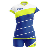 Set echipament volei dama Zeus Lybra Donna, Electric Royal / Galben Fluo