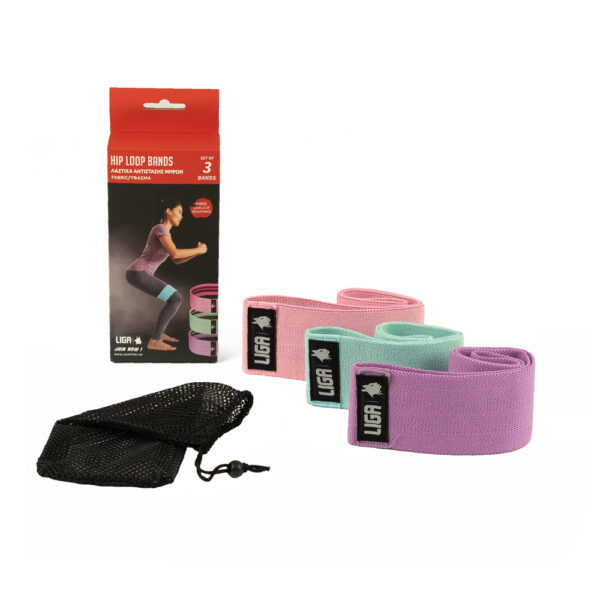 Set 3 benzi elastice Ligasport, Mov / Roz / Light Blue - imagine 1