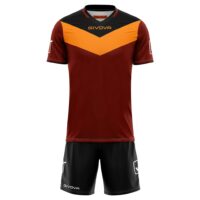 Kit echipament sportiv copii Givova Campo - Visiniu/Orange