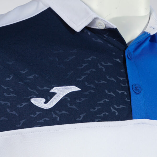 Tricou polo Joma Crew V, Alb / Albastru Royal - imagine 3