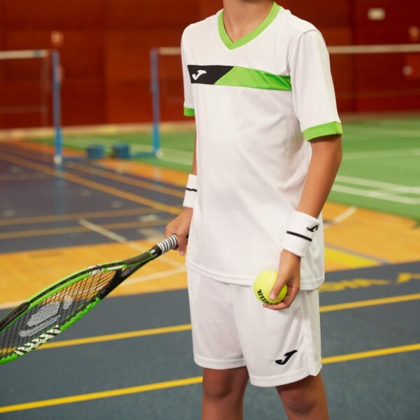Tricou tenis Joma Court, Alb / Verde Fluo - imagine 4