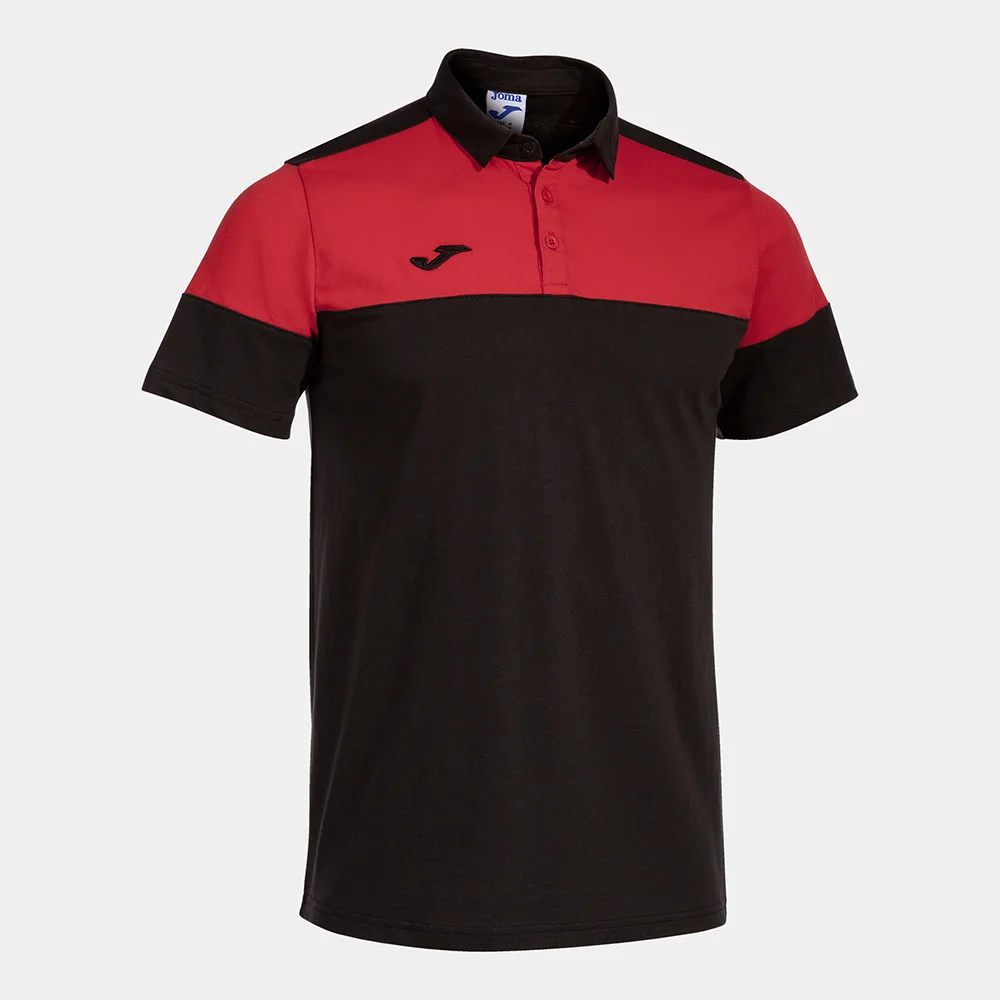 Tricou polo bumbac Joma Crew V, Negru / Rosu - imagine 1