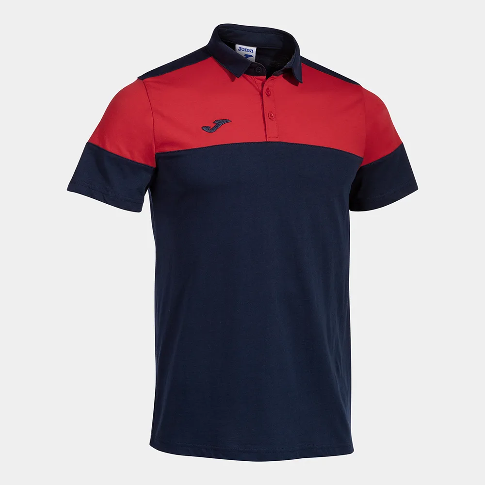 Tricou polo bumbac Joma Crew V, Bleumarin / Rosu - imagine 1