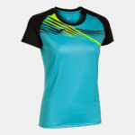 Tricou alergare dama Joma Elite X, Turcoaz Fluo / Negru