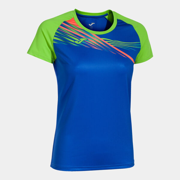 Tricou alergare dama Joma Elite X, Albastru Royal / Verde Fluo - imagine 1
