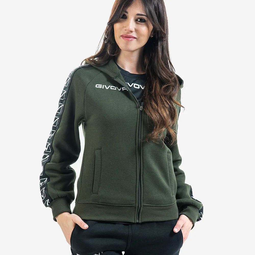Hanorac Givova Felpa Full-zip Band, Verde Militar - imagine 1