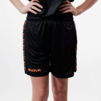 Pantaloni scurti sport Givova Poly Band, Negru / Portocaliu Fluo
