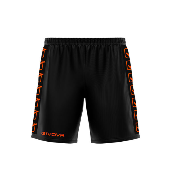 Pantaloni scurti sport Givova Poly Band, Negru / Portocaliu Fluo - imagine 5