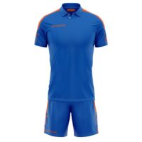 Set echipament sport Givova Play, Albastru Royal / Portocaliu Fluo