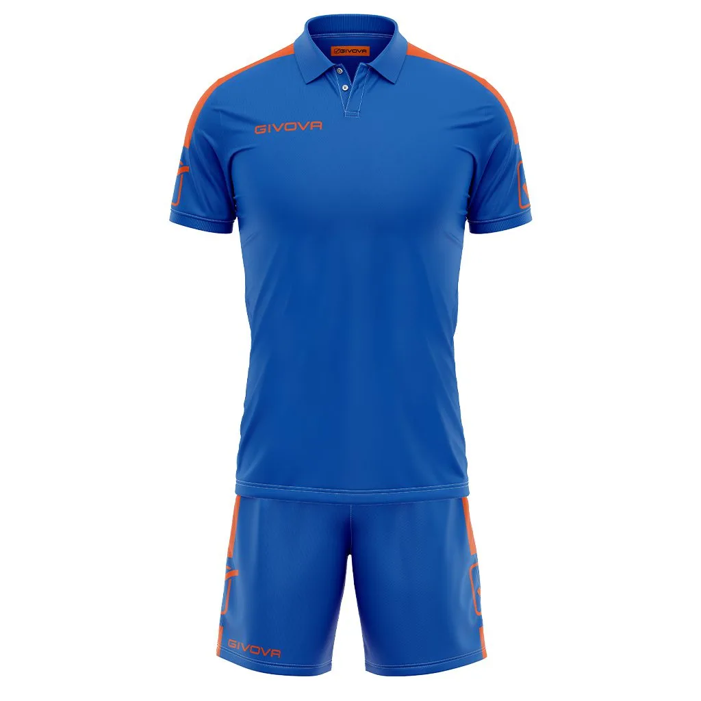 Set echipament sport Givova Play, Albastru Royal / Portocaliu Fluo - imagine 1
