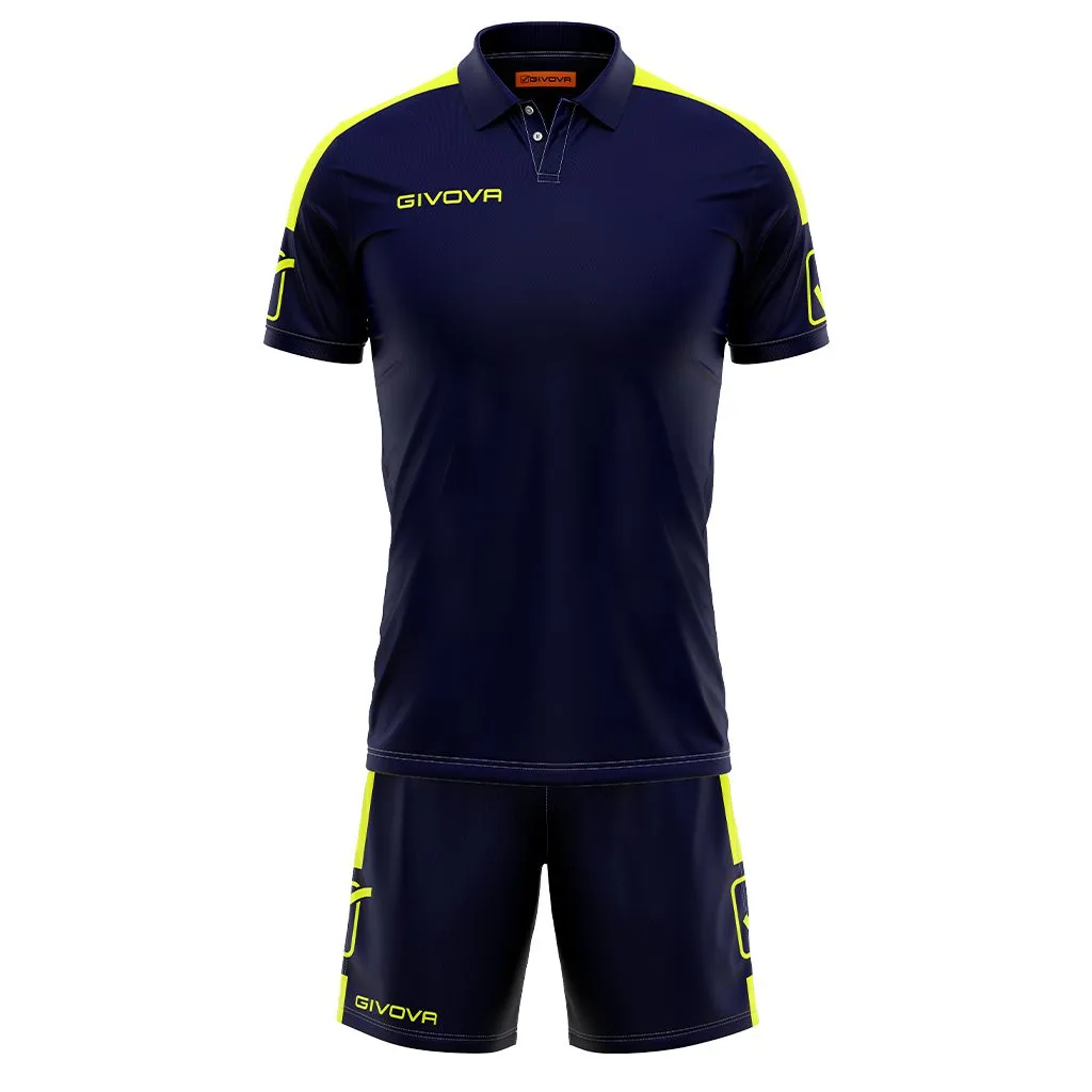 Set echipament sport Givova Play, Bleumarin / Galben Fluo - imagine 1