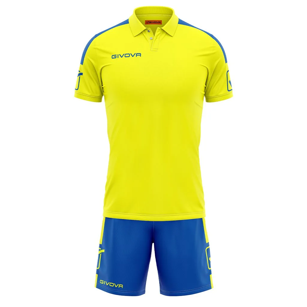 Set echipament sport Givova Play, Galben / Albastru Royal - imagine 1