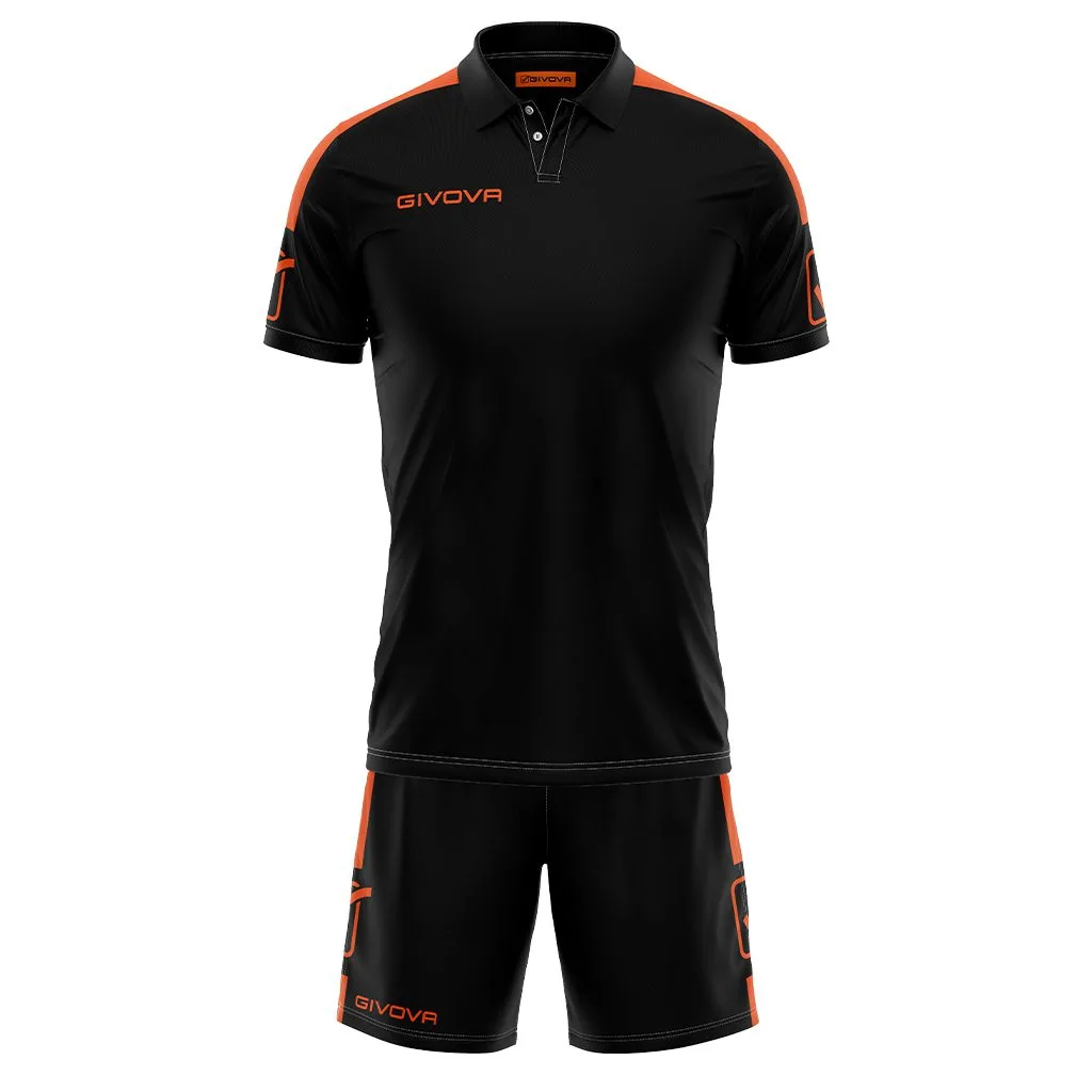 Set echipament sport Givova Play, Negru / Portocaliu Fluo - imagine 1