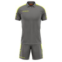 Set echipament sport Givova Play, Gri inchis / Galben Fluo