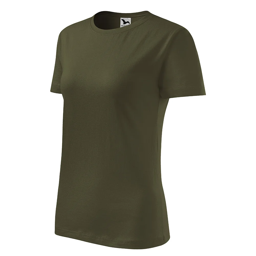 Tricou bumbac dama Classic New, Verde Militar - imagine 1
