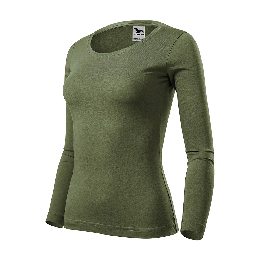 Bluza dama bumbac FIT-T, Khaki - imagine 1
