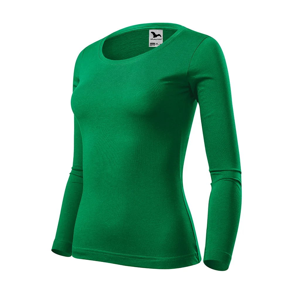 Bluza dama bumbac FIT-T, Verde mediu - imagine 1