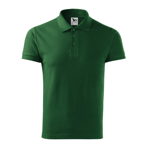Tricou polo bumbac Cotton, Verde sticla - imagine 2