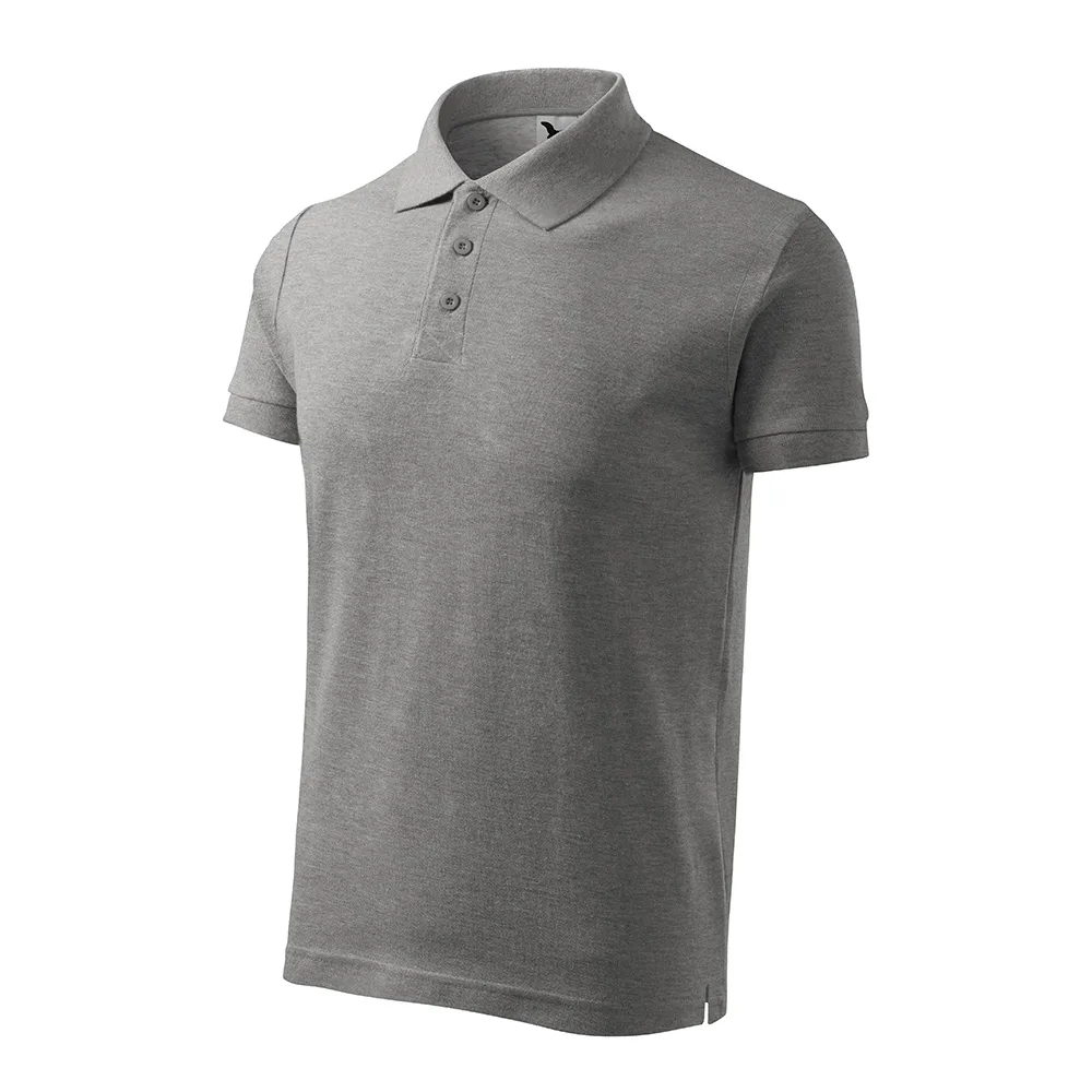 Tricou polo bumbac Cotton, Gri inchis - imagine 1