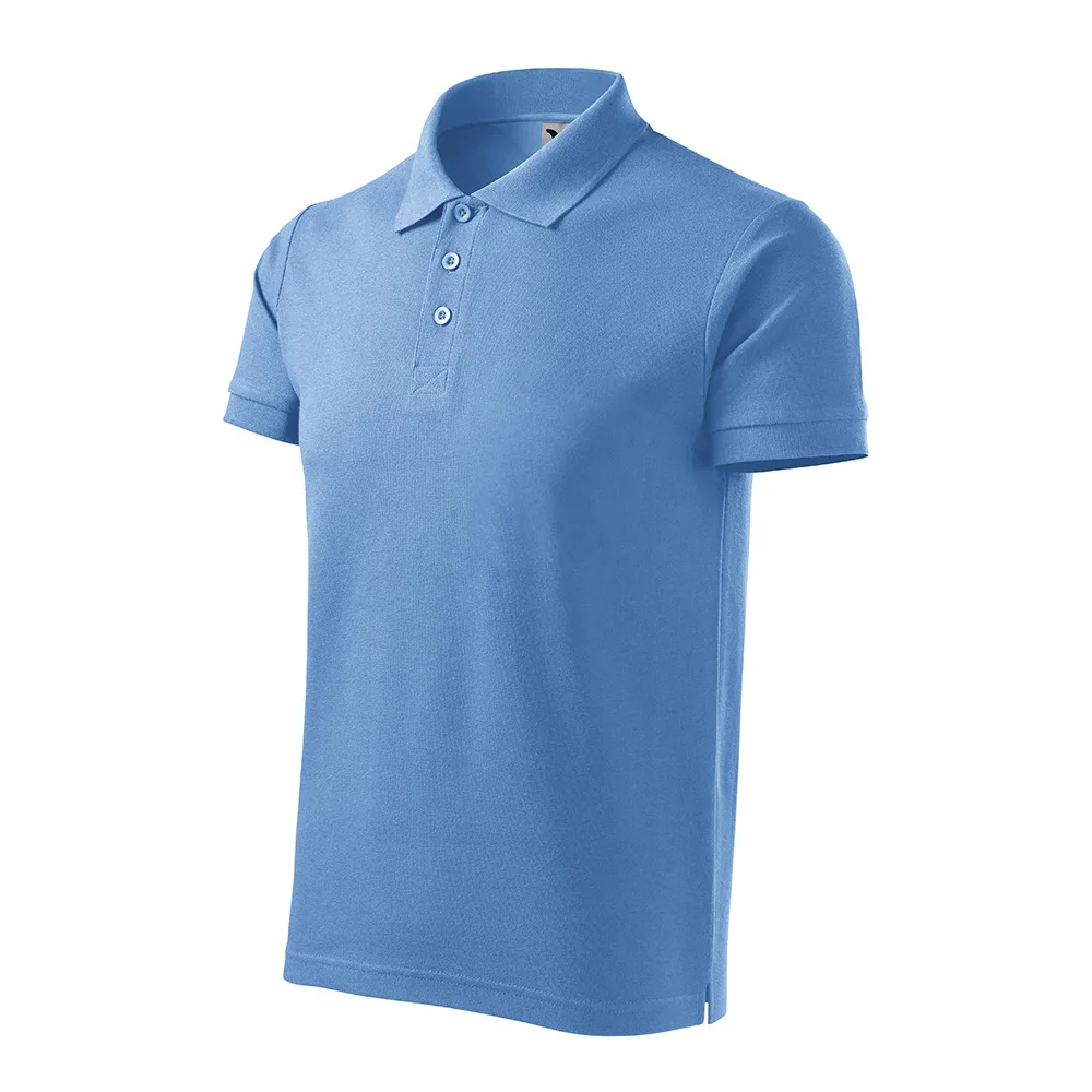 Tricou polo bumbac Cotton, Albastru deschis - imagine 1