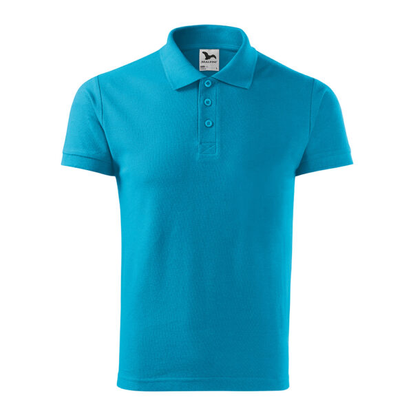 Tricou polo bumbac Cotton, Turcoaz - imagine 2