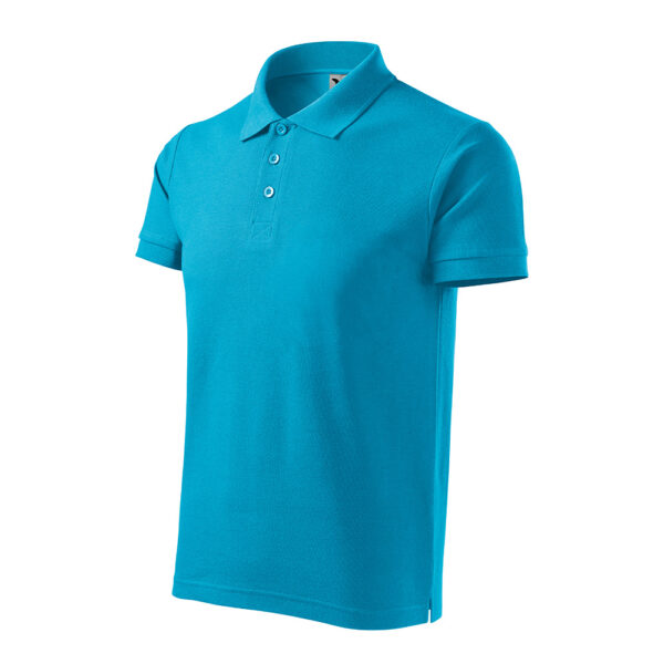 Tricou polo bumbac Cotton, Turcoaz - imagine 1