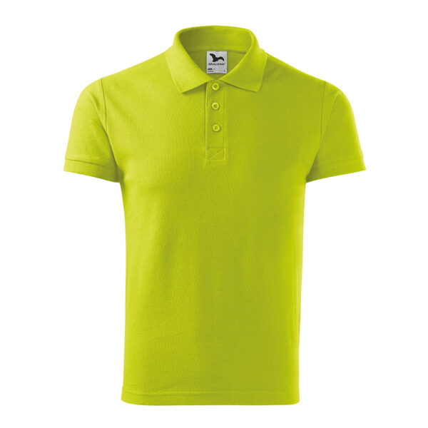 Tricou polo bumbac Cotton, Verde lime - imagine 2