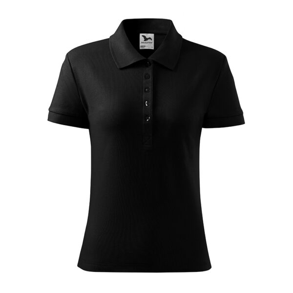 Tricou polo bumbac dama Cotton, Negru - imagine 2