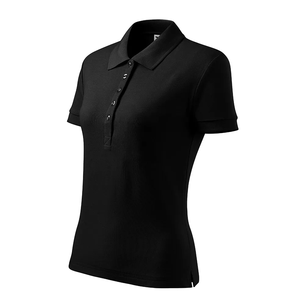 Tricou polo bumbac dama Cotton, Negru - imagine 1