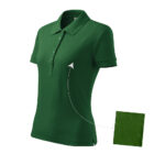 Tricou polo bumbac dama Cotton, Verde sticla - imagine 4