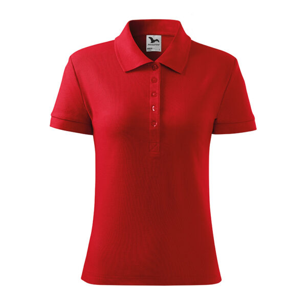 Tricou polo bumbac dama Cotton, Rosu - imagine 2