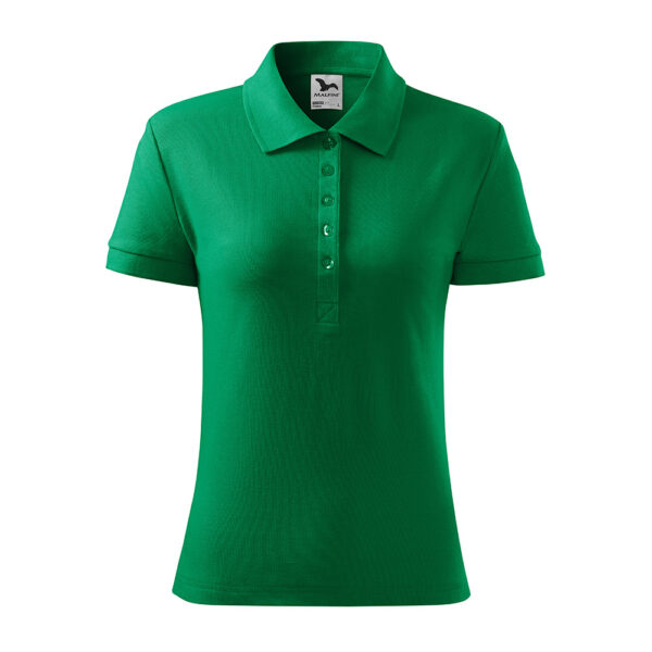 Tricou polo bumbac dama Cotton, Verde mediu - imagine 1