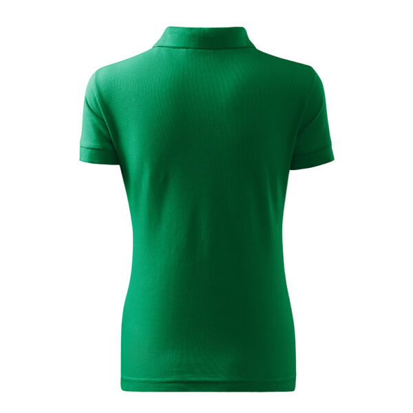 Tricou polo bumbac dama Cotton, Verde mediu - imagine 2