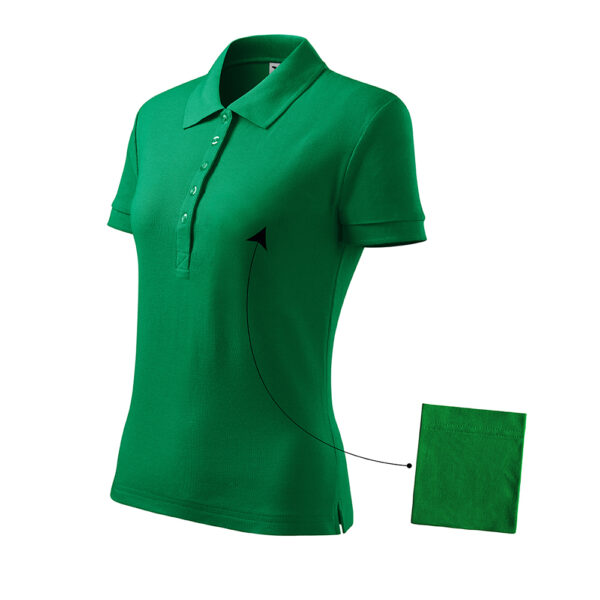 Tricou polo bumbac dama Cotton, Verde mediu - imagine 3