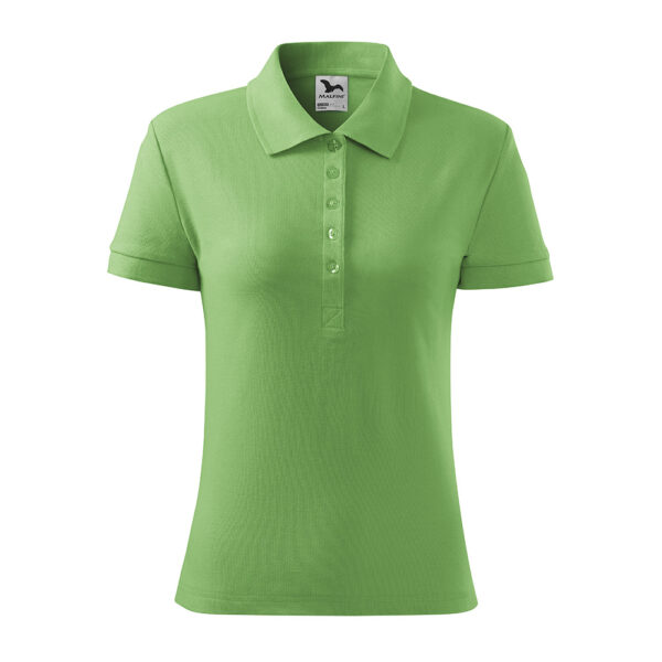 Tricou polo bumbac dama Cotton, Verde iarba - imagine 2