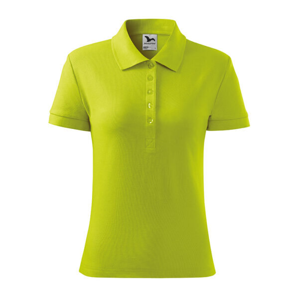 Tricou polo bumbac dama Cotton, Verde lime - imagine 2