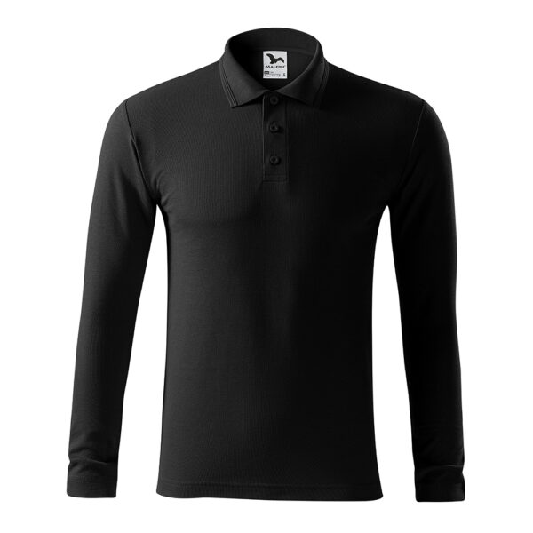 Bluza bumbac Polo Pique, Negru - imagine 2
