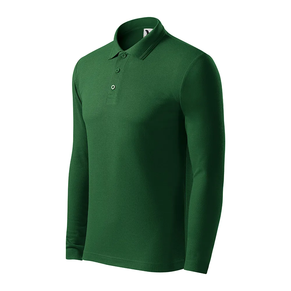 Bluza bumbac Polo Pique, Verde sticla - imagine 1