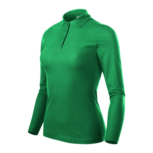 Bluza dama bumbac Polo Pique, Verde mediu - imagine 1