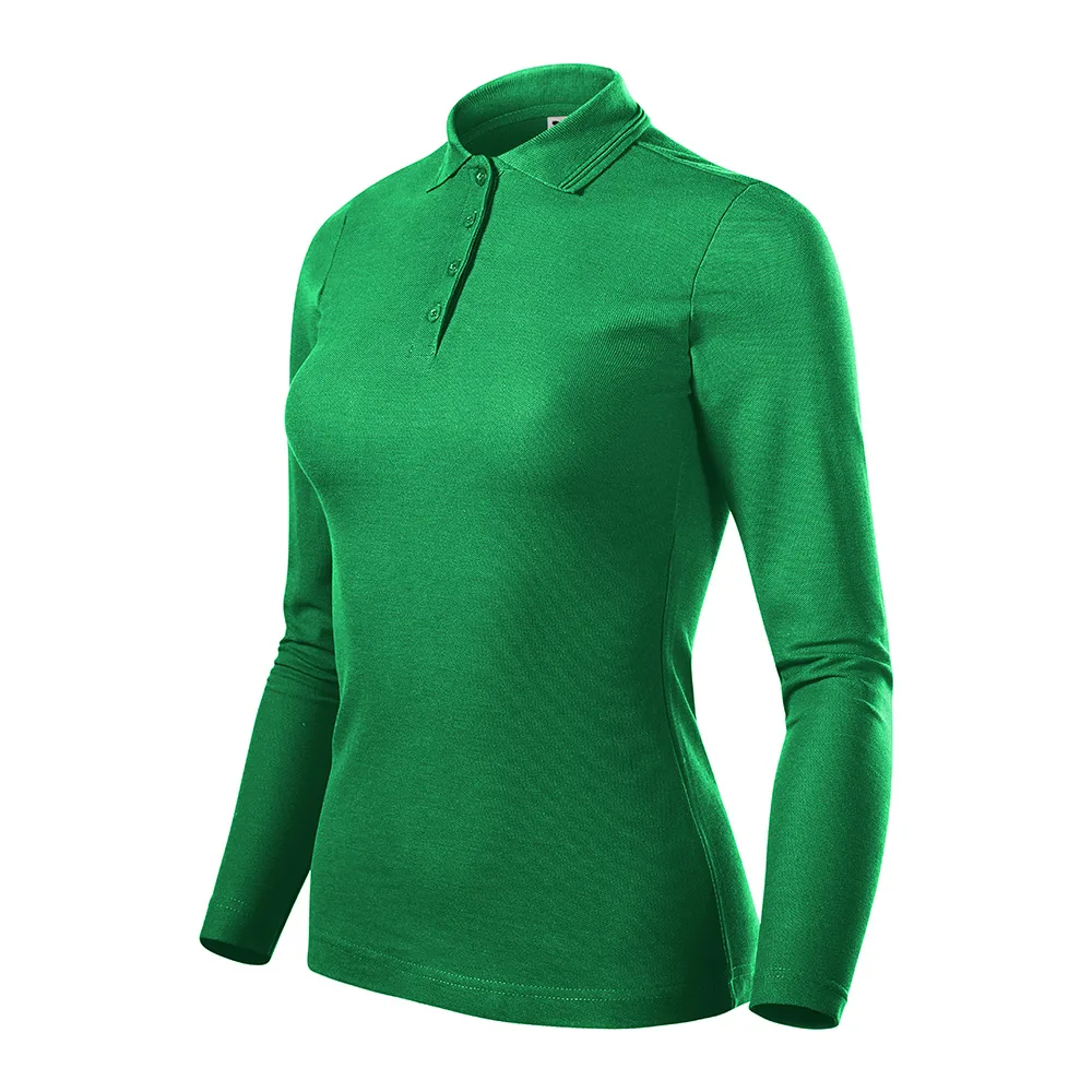 Bluza dama bumbac Polo Pique, Verde mediu - imagine 1