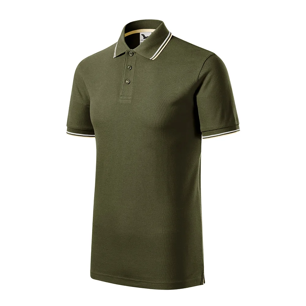 Tricou polo bumbac Focus, Verde militar - imagine 1