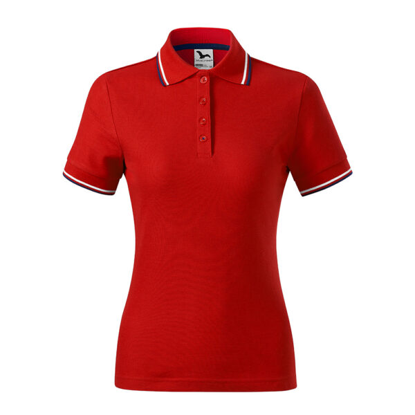 Tricou polo bumbac dama Focus, Rosu - imagine 2