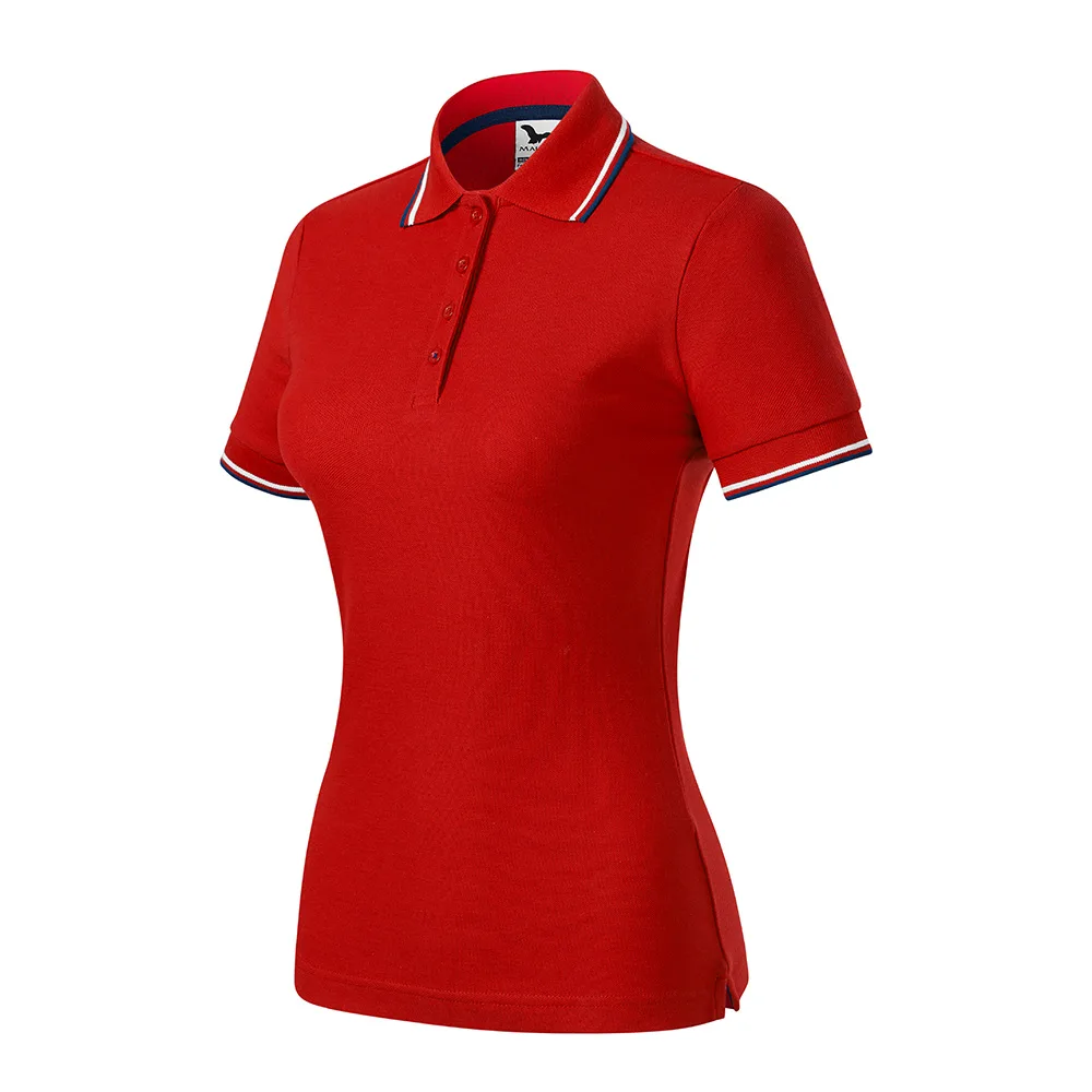 Tricou polo bumbac dama Focus, Rosu - imagine 1