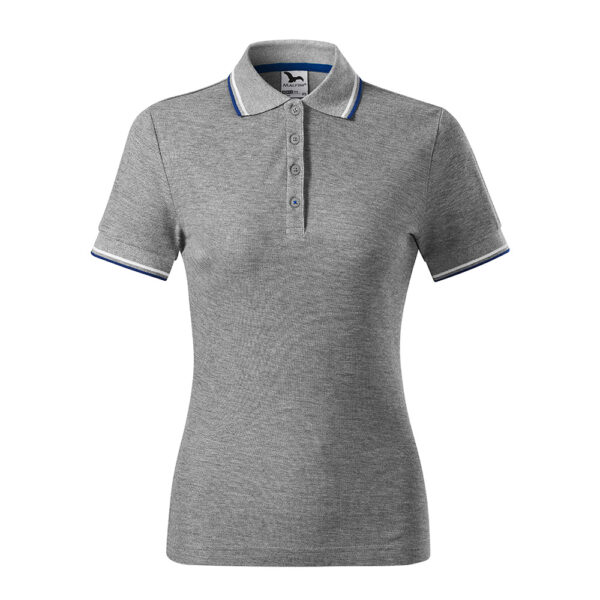 Tricou polo bumbac dama Focus, Gri inchis - imagine 2