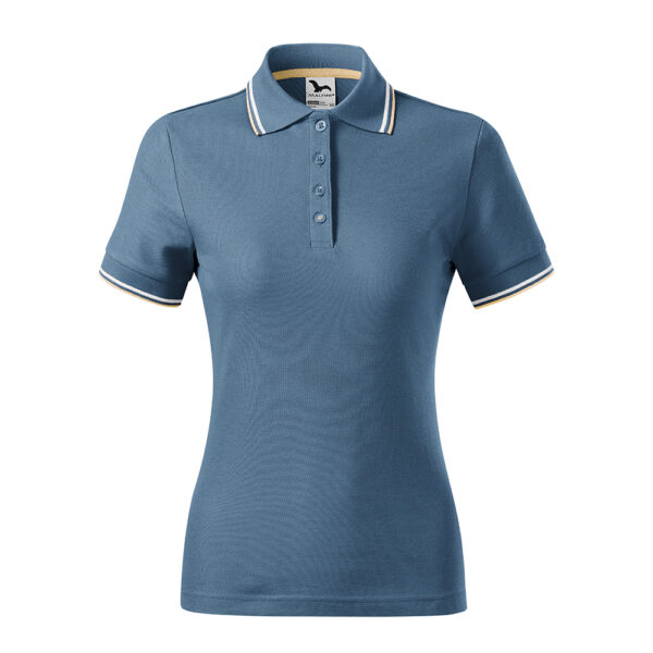 Tricou polo bumbac dama Focus, Denim - imagine 2