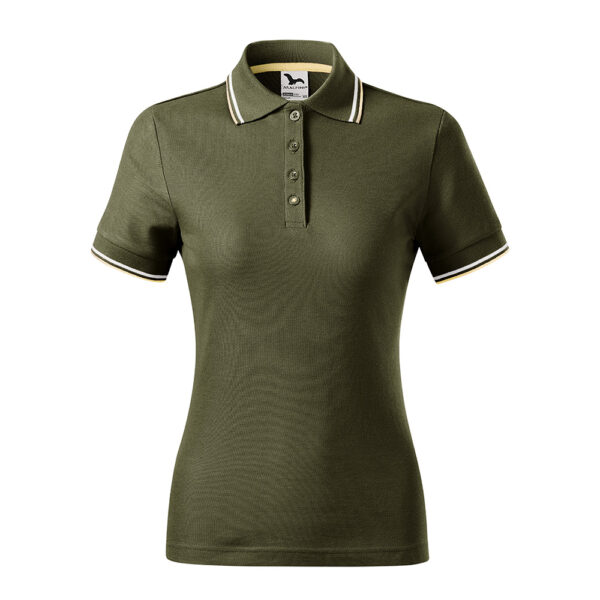 Tricou polo bumbac dama Focus, Verde militar - imagine 2