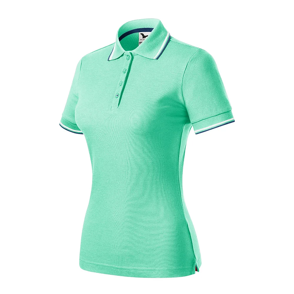 Tricou polo bumbac dama Focus, Verde menta - imagine 1